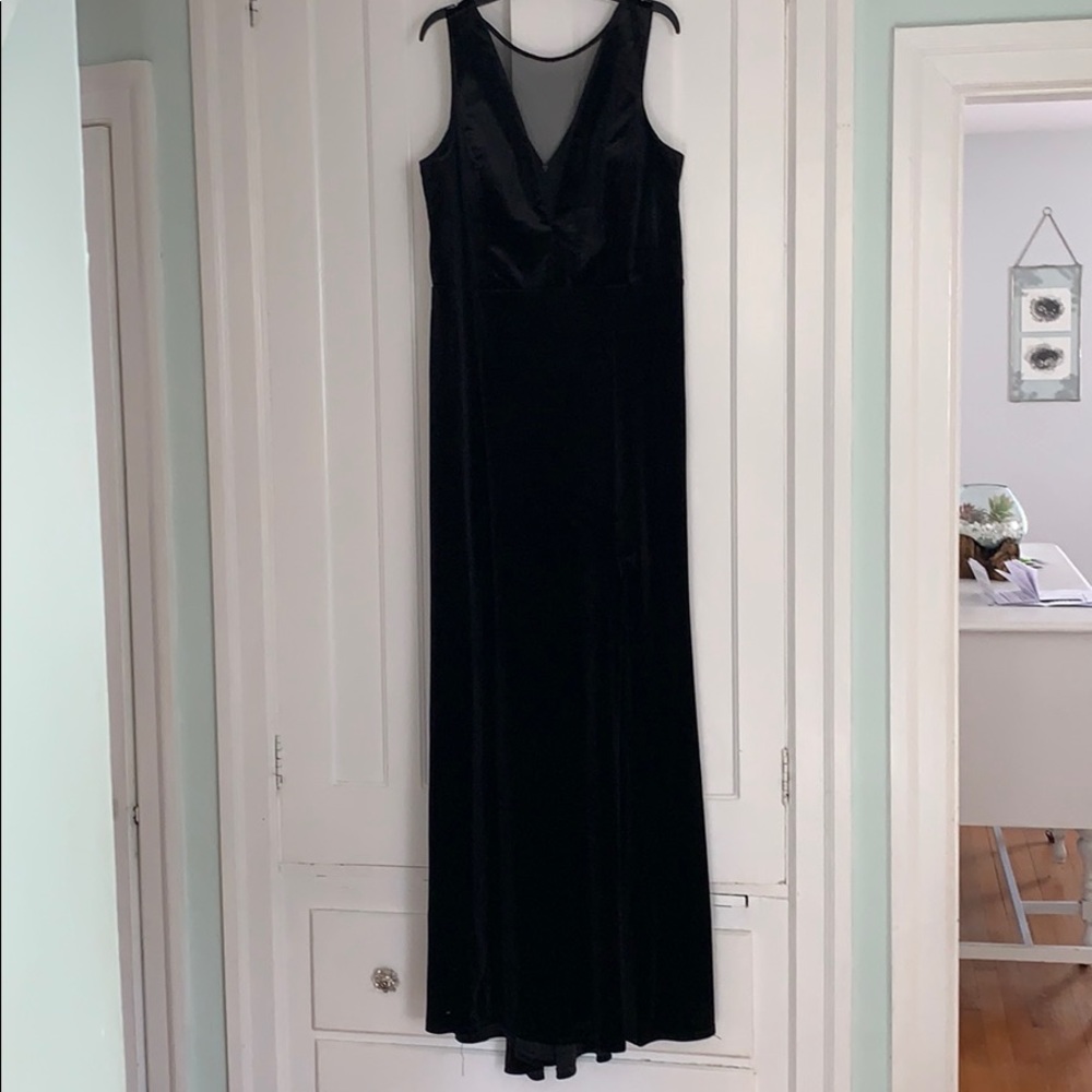 Long black plunging neckline gown